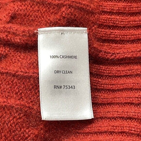 TJX Europe Men’s 100% Cashmere Sweater Small Medium Large Burnt Orange Cable - Picture 7 of 8